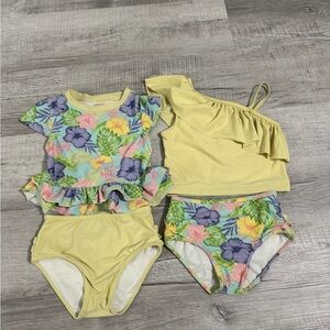 Ruffle Butts Yellow and Blue Floral Bikini Set